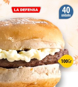 PAGO CONTADO.RETIRO EN EL LOCAL Hamburguesón La Defensa x100 Gr x40 + Pan + mayonesa