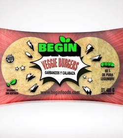 Begin Veggie Burgers - Garbanzos y Calabaza - 4 x 120 grs (sin tacc)