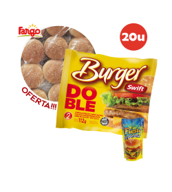 20 Swift Doble Burger 55 grs + 20 panes FARGO + mayonesa