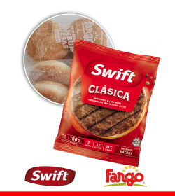 4 hamb. Swift parrilleras 80gr + 4 panes Fargo + aderezo a elección
