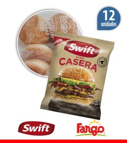 Hamburguesa Swift Tipo Caseras x 12 u + Pan Fargo + 1aderezo + 2 paté gourmet Swift