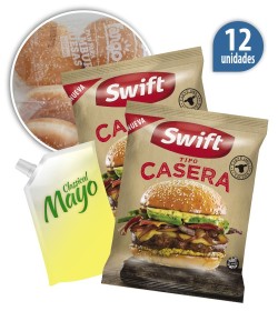 Hamburguesa Tipo Casera 120Grs x12u + Pan Fargo +Aderezo