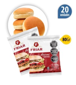 Hamburguesa Friar para parrilla 100% carne vacuna 80 grs x 20 con pan y aderezo