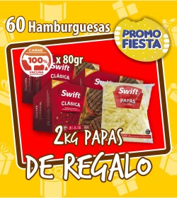 Hamburguesas Swift 80grs x 60 + 2kg de papas de regalo
