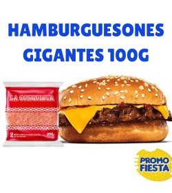 HAMBURGUESON GIGANTE LA CONQUISTA 100 G. X 40 UNIDADES + PAN FARGO 5"