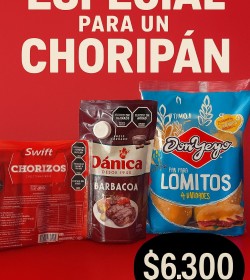CHORIZO DE CERDO SWIFT X4U + PANES DE LOMO DON YEYO + ADEREZ A ELECCION