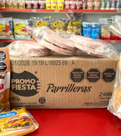 8 MEDALLONES PROMO FIESTA (ELABORADOS POR SWIFT) 80GR PARRILLEROS + PANES FARGO + ADEREZO + 8 FETAS DE CHEDDAR