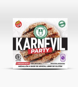 KarneVil Party (4 unidades de 80g) Felices las vacas (sin tacc) a base de arvejas