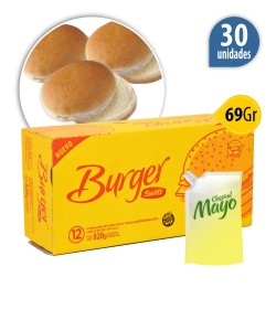 Medallón de carne vacuna Swift Burger 69Grs x30u + Pan + aderezo