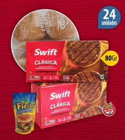 Hamburguesa Swift Parrillera 80Grs x24u + Fargo + aderezo