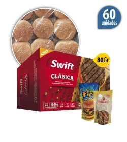 Hamburguesa Swift Parrillera 80 Grs x 60u + pan Fargo + 2 aderezos