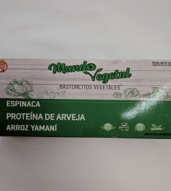 Bastoncitos Espinaca, Proteina de arveja, Arroz Yamani Mundo Vegetal (Sin tacc)
