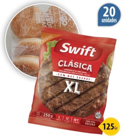 Hamburguesones pura carne de Swift 125gr x 20 u  + panes Fargo  +1 aderezo