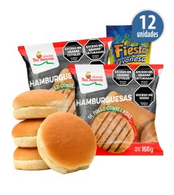 Hamburguesas de Pollo x83gr - 12u + Pan + Aderezo