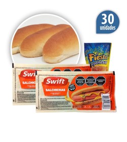 Pancho Corto Swift x 30 con Pan + 1 aderezo