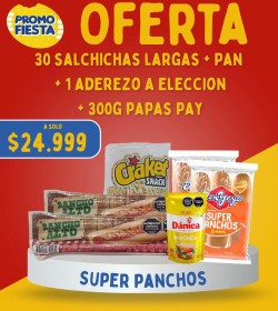 30 SUPERPANCHOS + PAN + ADEREZO + PAPAS PAY