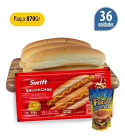 Pancho Largo Swift x 36 con pan + 1 aderezo