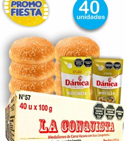 MEDALLON GIGANTE LA CONQUISTA X 40 UNIDADES + PAN DON YEYO + 2 ADEREZOS