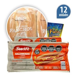 Pancho Largo Swift x 12 con pan Fargo + 1 aderezo