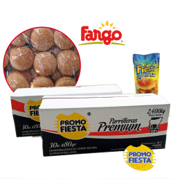 30 Hamburguesas Promofiesta 80 grs 100% carne + 30 panes Fargo + 1 aderezo