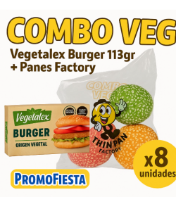 8 Vegetalex Burguer  + 8 Panes Factory Congelados