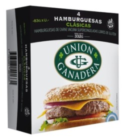 Hamburguesa parrillera pura carne Unión Ganadera  x83grs x 4 sin TACC