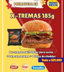 ¡¡¡8 X-TREMAS 185GR + PANES CON SESAMO + 8 FETAS DE CHEDDAR!!!