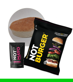 12 NotBurger Arvejas + 12 Panes Veganos + Not mayo 200cc